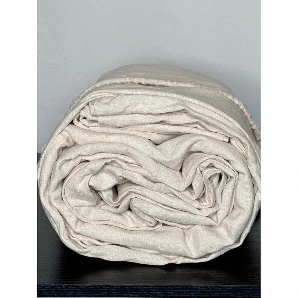 Quince European Linen Duvet Cover Set Full/Queen | Sand | 100% Linen